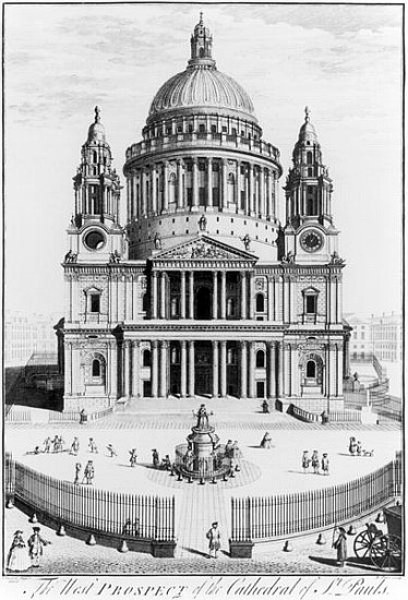 The West Prospect of St. Paul''s Cathedral; engraved by R. Parr (fl.1723-50) a Scuola Inglese