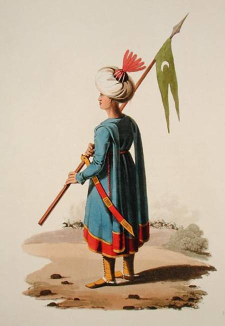 Turkish soldier, from 'Costumes of the Various Nations', Volume VII, 'The Military Costume of Turkey a Scuola Inglese