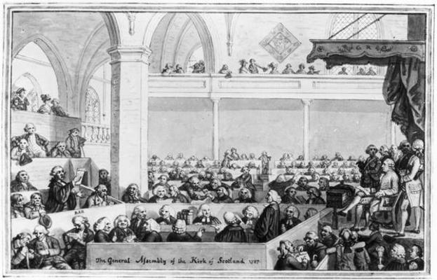 The General Assembly of the Kirk of Scotland, 1787 (engraving) (b&w photo) a English School, (18th century)