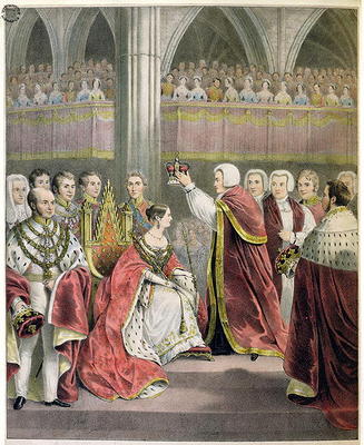 Her Most Gracious Majesty Queen Victoria, Crowned June 28th 1838 (colour litho) a English School, (19th century)