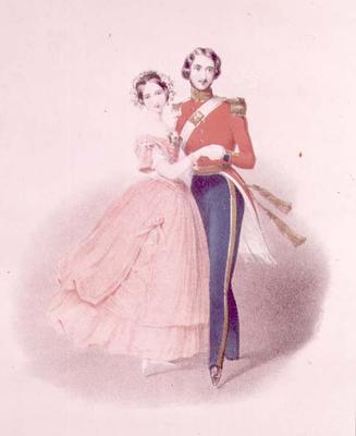 Queen Victoria (1819-1901) and Prince Albert Dancing (1819-61) (colour litho) a English School, (19th century)