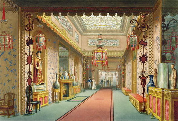 The Chinese Gallery, from 'Views of the Royal Pavilion, Brighton' by John Nash (1752-1835), 1826 (aq a English School, (19th century)