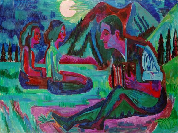 Handorgler in Mondnacht a Ernst Ludwig Kirchner