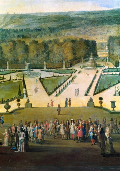 Promenade of Louis XIV by the Parterre du Nord, detail of Louis and his entourage a Etienne Allegrain