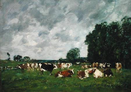 Pasture in Fervaques or, Cows in a Pasture a Eugène Boudin