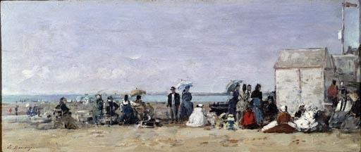 Der Strand in Trouville a Eugène Boudin