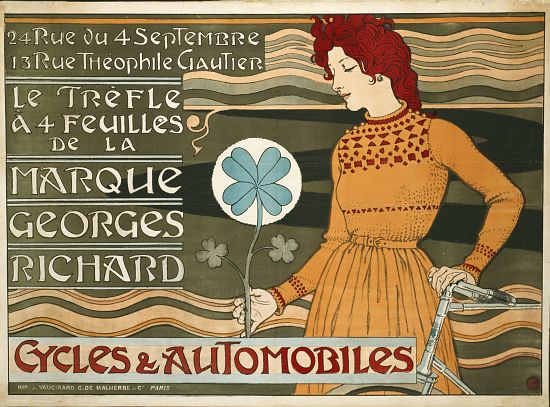 German advertisement for 'Georges-Richard' brand bicycles and cars, printed by E. Dubois a Eugene Grasset