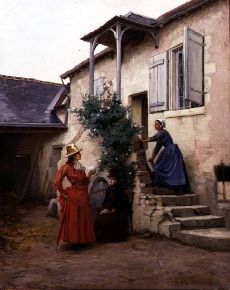 Two Women in a Courtyard a Euphemie Muraton
