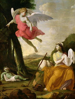Hagar and Ishmael Rescued by the Angel, c.1648 (oil on canvas) a Eustache Le Sueur