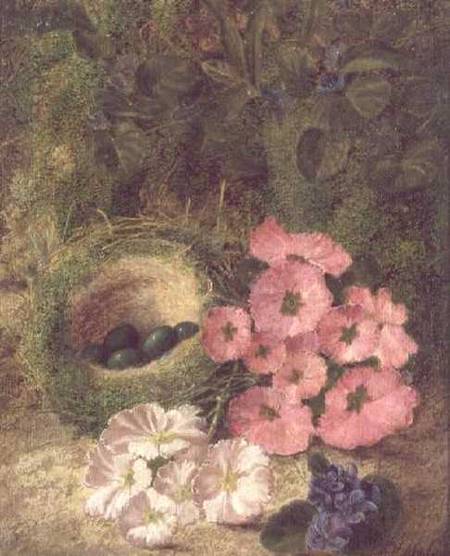 Spring (nest with dog roses) a Fanny Jane Bayfield