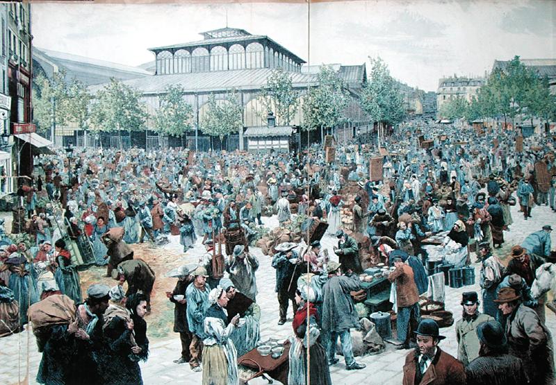 View of Les Halles, 1885 (colour litho)  a Felicien baron de Myrbach-Rheinfeld
