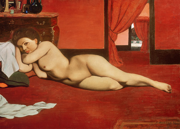 Female Nude in a Red Interior a Felix Vallotton