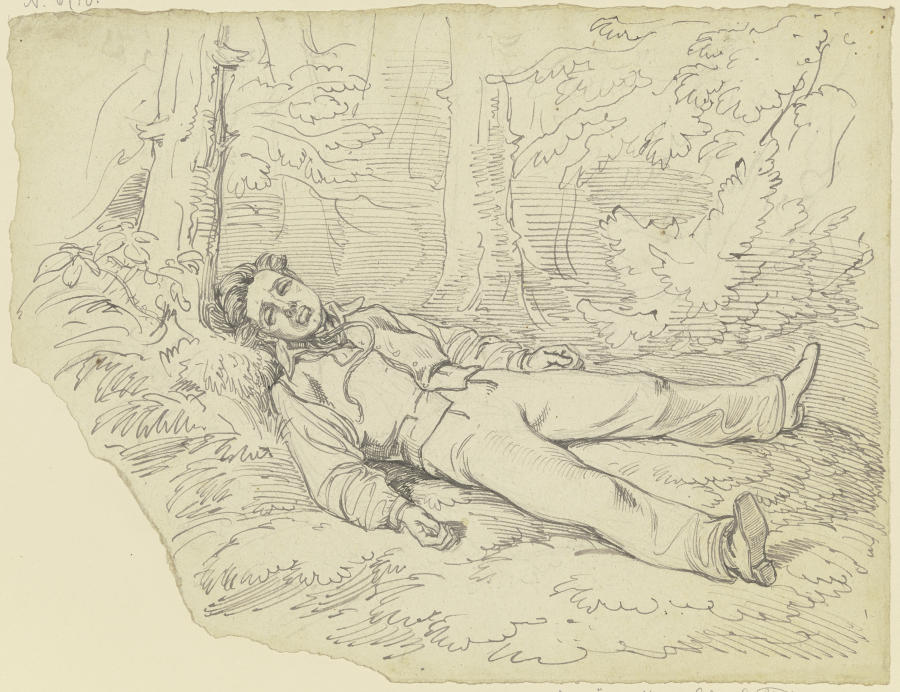 Ein Erhängter im Wald liegend a Ferdinand Fellner