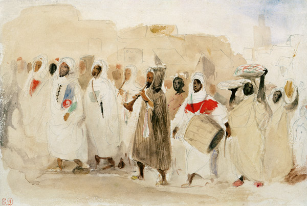 PProcessione dei musicisti a Tangeri  a Ferdinand Victor Eugène Delacroix