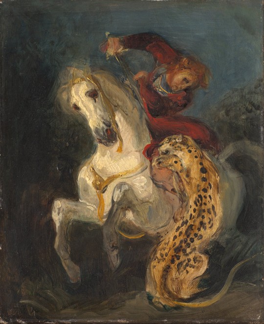 Rider Attacked by a Jaguar a Ferdinand Victor Eugène Delacroix