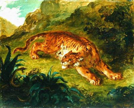 Tiger and Snake a Ferdinand Victor Eugène Delacroix