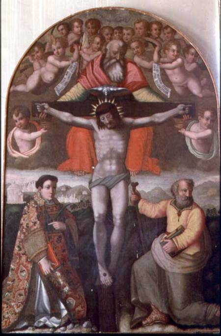 Trinity with SS. Stephen and Philip, central panel of an altarpiece a Filippino Lippi