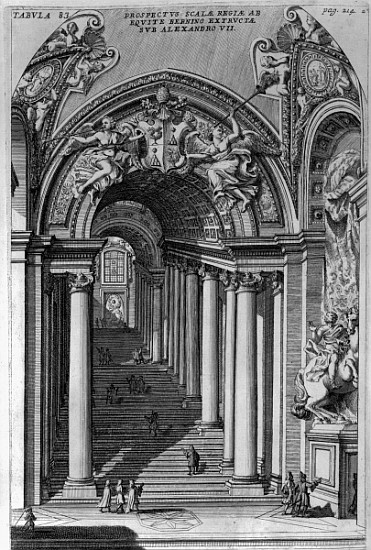 View of the staircase in the Scala Regia, Vatican, Rome a Filippo Bonanni