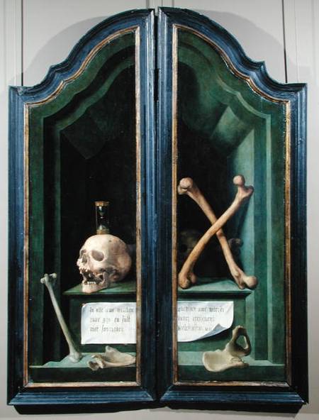Vanitas, reverse of two panels from a triptych a Scuola Fiamminga