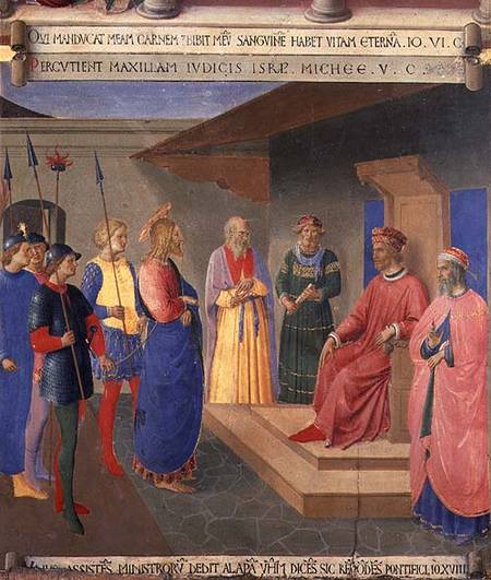 Christ Before Caiaphus, detail from panel three of the Silver Treasury of Santissima Annunziata a Fra Beato Angelico
