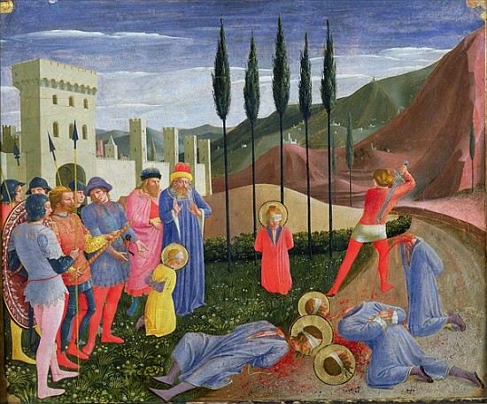 The Martyrdom of St. Cosmas and St. Damian, from the predella of the San Marco altarpiece, c.1440 a Fra Beato Angelico