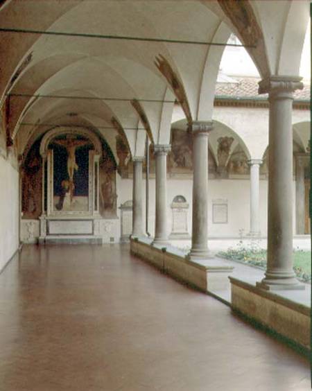 View of the Cloister of S. Antonino with the 'Crucifixion with St. Dominic' a Fra Beato Angelico