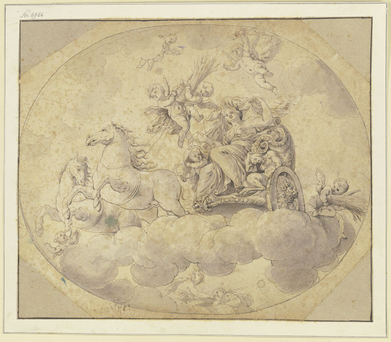 Ceres auf einem Wagen in Wolken a Francesco Albani