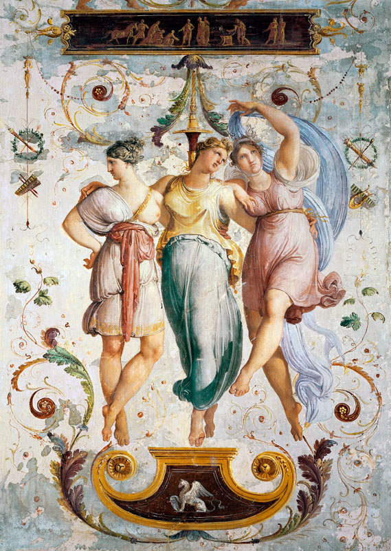 Decorative panel with dancers (fresco) a Francesco Hayez