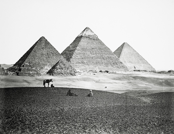 The Pyramids of El-Geezah, from the South-West, 1858 (b/w photo)  a Francis Frith