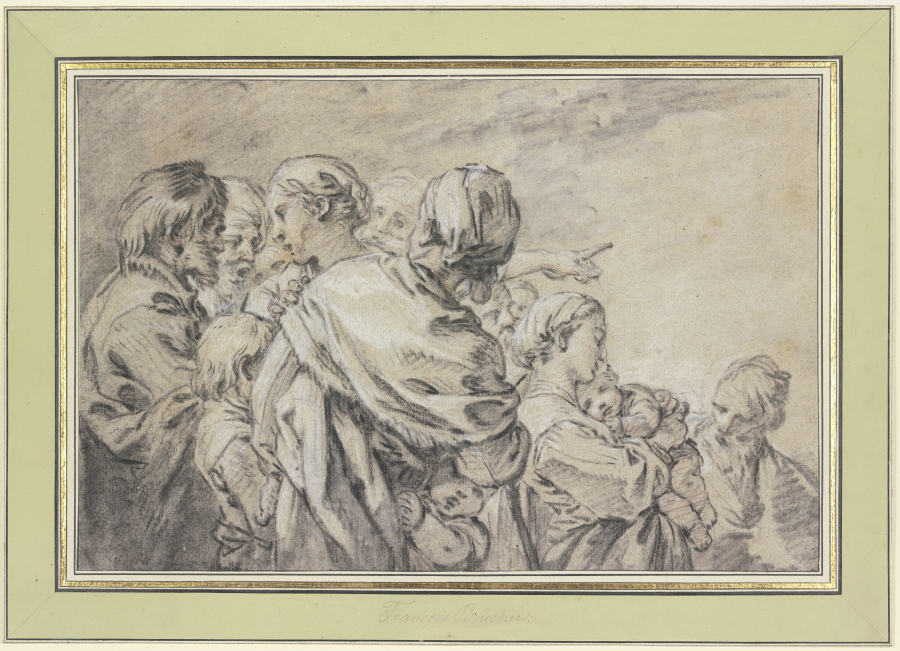 Halbfigurengruppe mit Männern und Frauen mit Kindern a François Boucher
