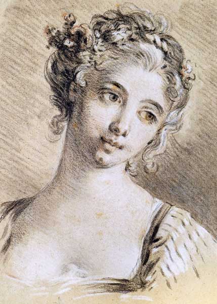 Head of a Young Girl (charcoal & white chalk on paper) a François Boucher