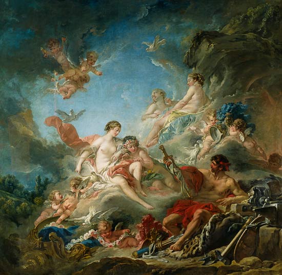 The Forge of Vulcan, or Vulcan presenting arms for Aeneas to Venus, tapestry cartoon a François Boucher