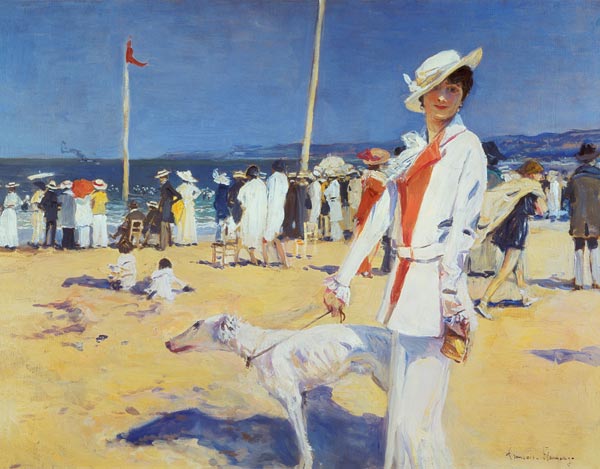 Woman by the Sea (Elegante au bord de la mer) a François Flameng