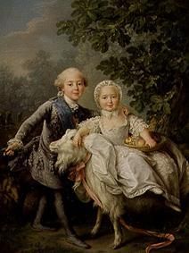 Child portrait Charles Philippe of France with nurse Marie-Adelaide a François-Hubert Drouais