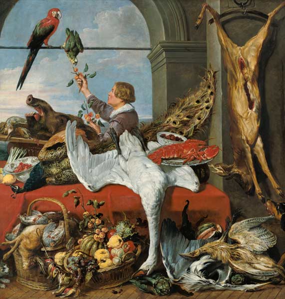 Interior of an office, or still life with game, poultry and fruit, c.1635 a Frans Snyders or Snijders