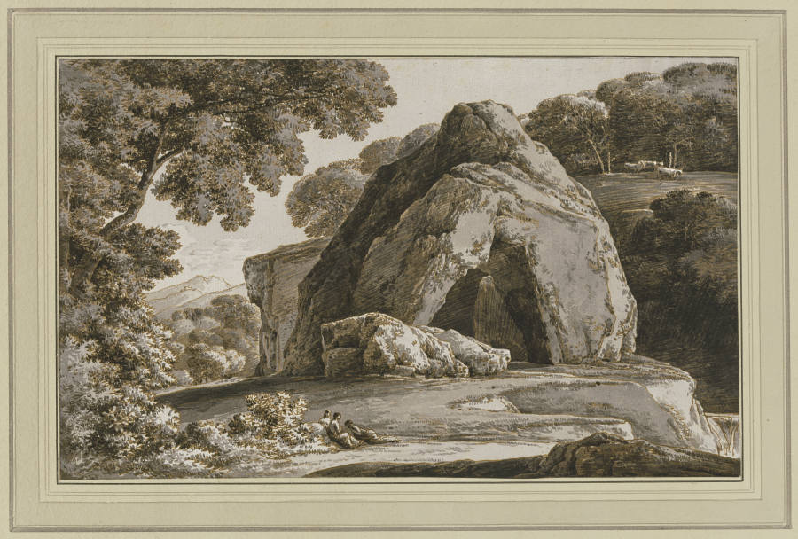 Landschaft mit Felsentor an einem Wasserfall a Franz Innocenz Josef Kobell