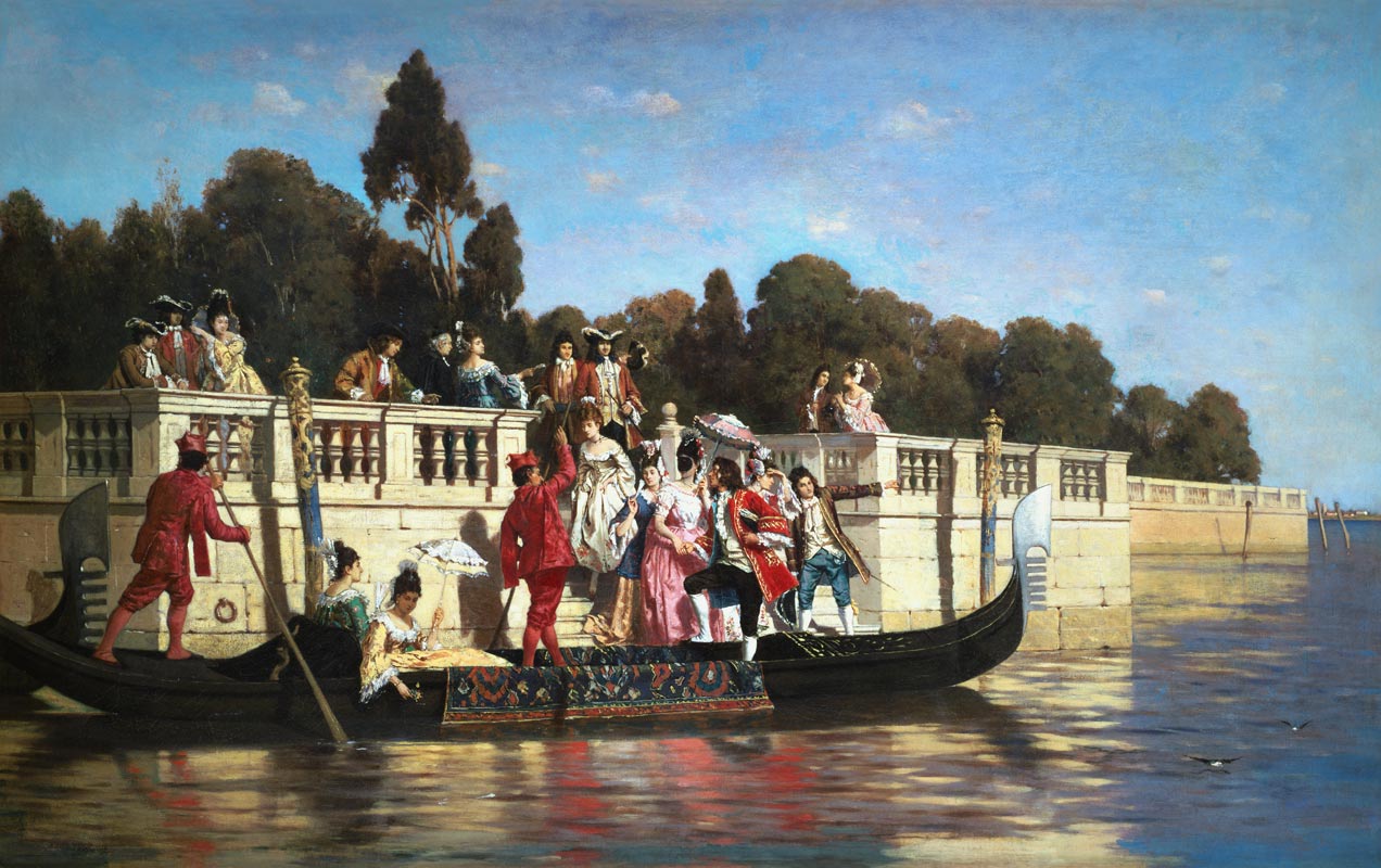 An elegant boat party. a Franz Leo Ruben