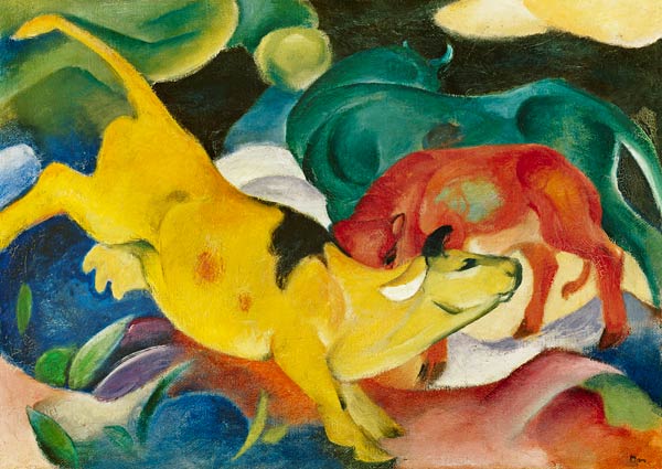 Cows red, green, yellow a Franz Marc