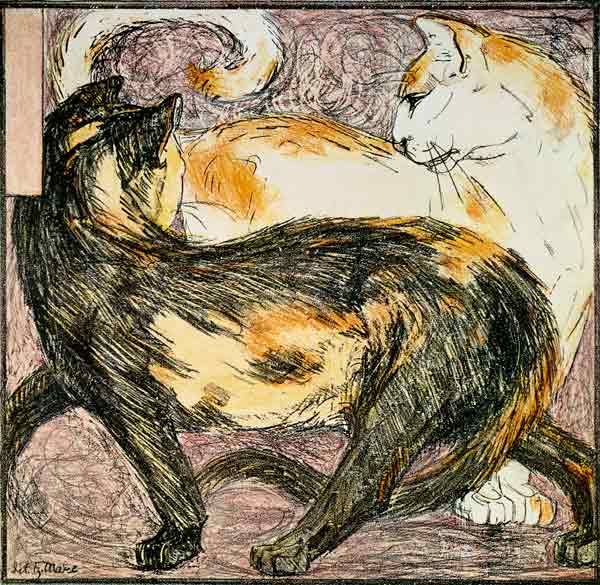 Two Cats (sketch) a Franz Marc