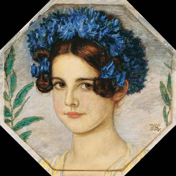 Die Tochter des Künstlers mit Kornblumen im Haar a Franz von Stuck