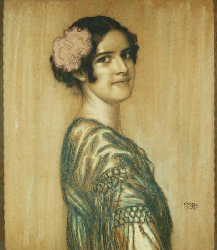 Mary, die Tochter des Malers als Spanierin. a Franz von Stuck
