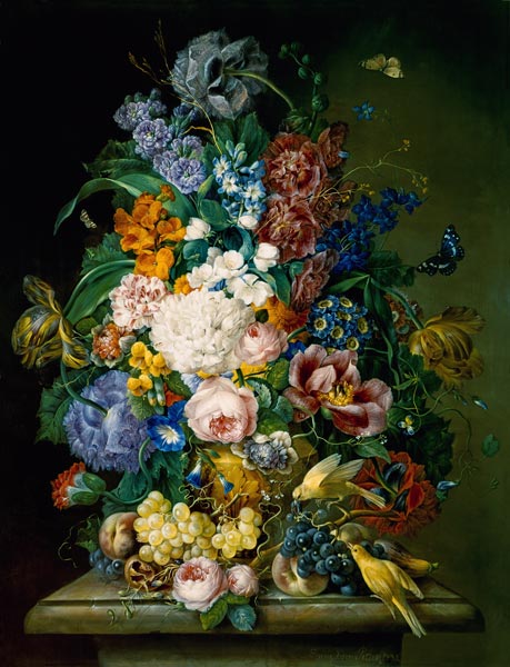 Mazzo di fiori - quadro di Franz Xaver Petter riproduzione stampata o copia  dipinta a mano e ad olio su tela