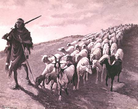 Navajo Sheepherder (panel) a Frederic Remington