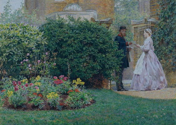 My Front Garden, 1864 (w/c & gouache on paper) a Frederick Walker