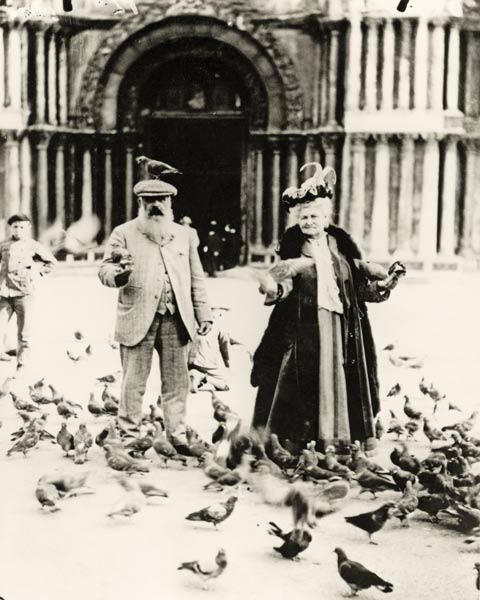 Claude Monet (1840-1926) and his wife, Alice (1844-1911) St. Mark's Square, Venice, October 1908 (b/ a French Photographer, (20th century)