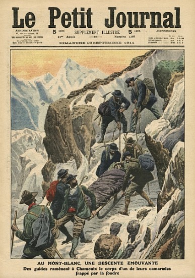 A moving descent down the Mont Blanc, illustration from ''Le Petit Journal'', supplement illustre, 1 a Scuola Francese