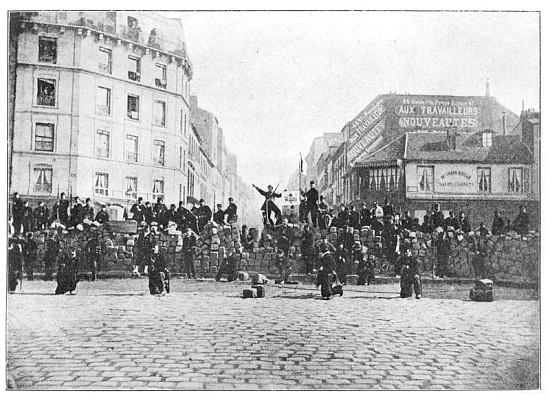 Barricade at the Faubourg Saint-Antoine during the Commune, 18th March 1871 a Scuola Francese