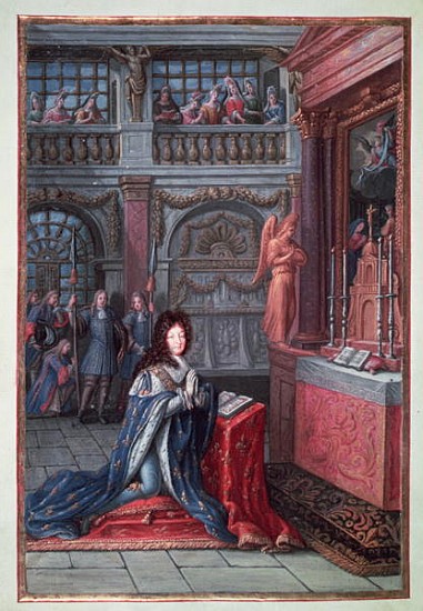 Frontispiece of the ''Hours of Louis XIV'' depicting Louis XIV (1638-1715) at Prayer a Scuola Francese