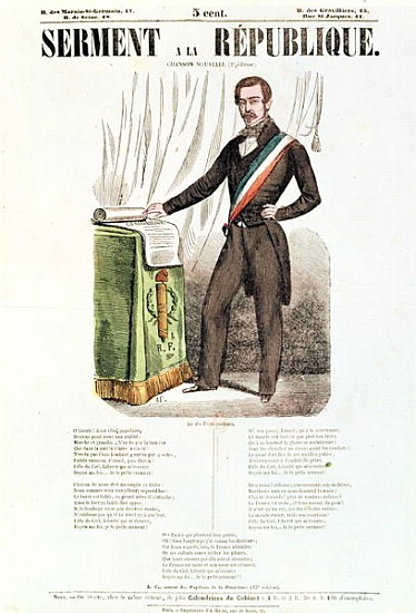 Illustrated lyric sheet for ''Serment a la Republique'', c.1848-52 a Scuola Francese