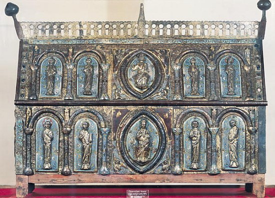 Reliquary chest of St. Viance, Limousin School, c.1230-50 (gilded copper & champleve enamel) a Scuola Francese